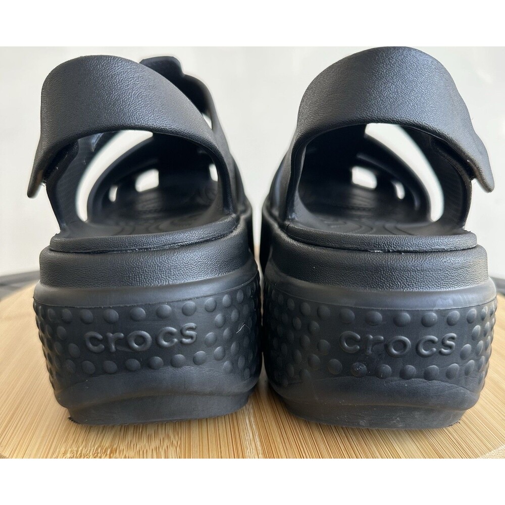 CROCS Stomp Fisherman Platform Chunky Sandals Black Summer Comfort Size M 7/W 9 - Picture 3 of 15